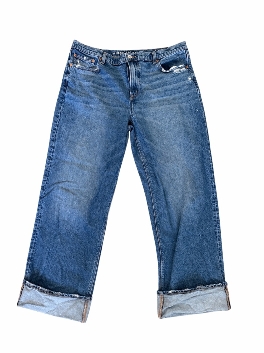 American Eagle Outfitters Blue Cropped Wide-Leg Jeans
